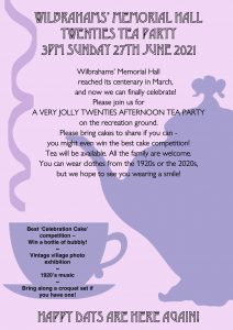 Poster with details of the Memorial Hall's Twenties Tea Party