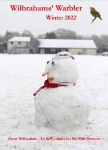 Image of the Winter 2022 Warbler Cover with a snowman on the snow covered village green