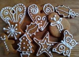 Image of iced Christmas Gingerbread biscuits