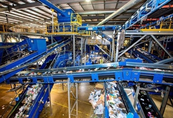 An indoor image of the waste recycling plant at Waterbeach