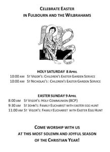 Poster with details of the Easter Services in our villages