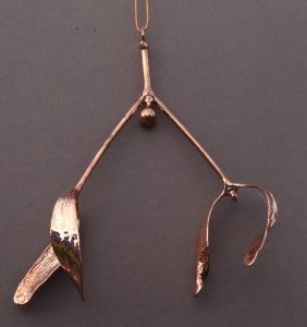 Golden mistletoe pendant