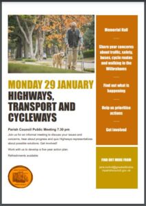 Image of poster with photograph of a man with zimmer frame and dog walking in parkland. Text on colour blocks on white background and GWPC logo