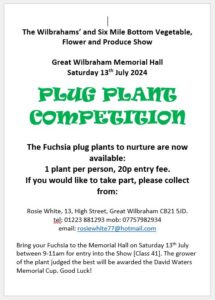 Plug plant competition green and black text as alongside, on white background of a poster.