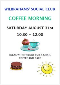 Coffee Morning Poster on white background with clip art and text as appears alongside image.