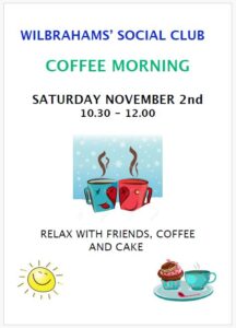 Coffee Morning poster. Text as alongside and clip art on white background