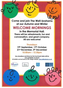 Well-brahams' Autumn and Winter Welcome Mornings @ Wilbrahams' Memorial Hall (main hall)